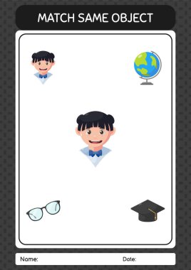 Match with same object game girl. worksheet for preschool kids, kids activity sheet