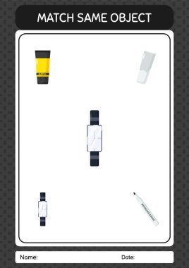 Match with same object game watch. worksheet for preschool kids, kids activity sheet