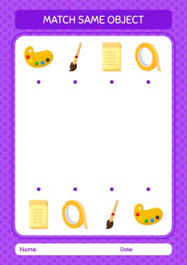 Aynı nesne oyunu yaz ikonu ile eşleştir. Anaokulu öğrencilerinin çalışma listesi, çocukların faaliyet listesi.