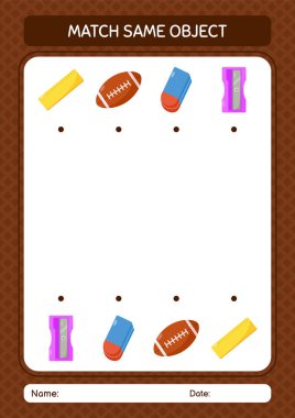 Aynı nesne oyunu yaz ikonu ile eşleştir. Anaokulu öğrencilerinin çalışma listesi, çocukların faaliyet listesi.