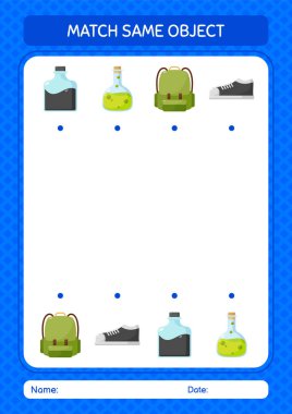 Aynı nesne oyunu yaz ikonu ile eşleştir. Anaokulu öğrencilerinin çalışma listesi, çocukların faaliyet listesi.