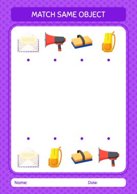 Aynı nesne oyunu yaz ikonu ile eşleştir. Anaokulu öğrencilerinin çalışma listesi, çocukların faaliyet listesi.