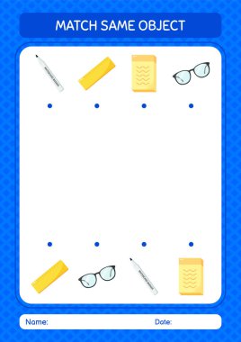 Aynı nesne oyunu yaz ikonu ile eşleştir. Anaokulu öğrencilerinin çalışma listesi, çocukların faaliyet listesi.