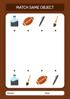 Aynı nesne oyunu yaz ikonu ile eşleştir. Anaokulu öğrencilerinin çalışma listesi, çocukların faaliyet listesi.