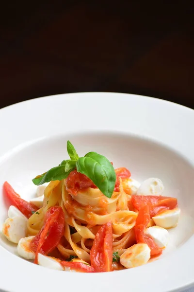 Espaguete Trigo Inteiro Com Molho Tomate — Fotografia de Stock