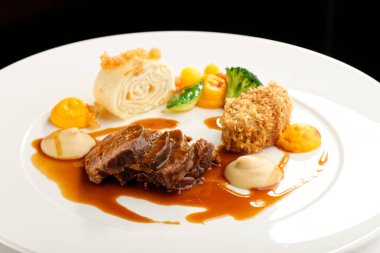 Fine dining Lamb meat steak with vegetable