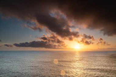 Los Molinos plajında güzel bir gün batımı, Fuerteventura, Kanarya Adaları, İspanya