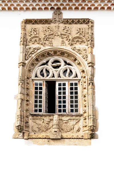 Manuelinische Gotische Fenster Aus Dem Jahrhundert Der Fassade Eines Gebäudes — Stockfoto