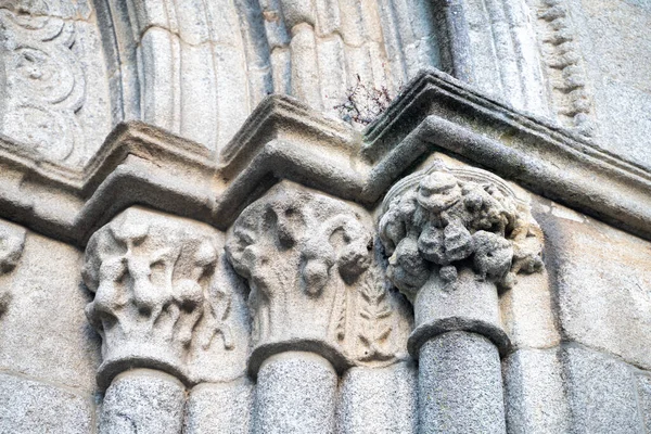 Capitals Carved Stone Door Romanic Church — Stock Photo, Image