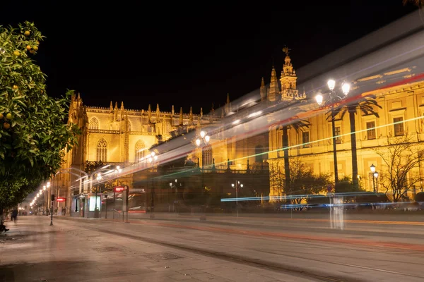 Vue Nocturne Cathédrale Sevilla Espagne — Photo