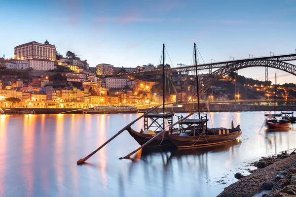 Panorámás Kilátás Nyílik Város Oporto Douro Folyó Portugáliában Stock Fotó