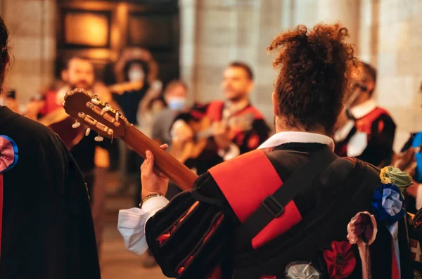 Member of the famous Tuna of Santiago, group of university students play and interpret musical themes making use generally of string and percussion,  - Tradicional in Portugal and Spain universitie