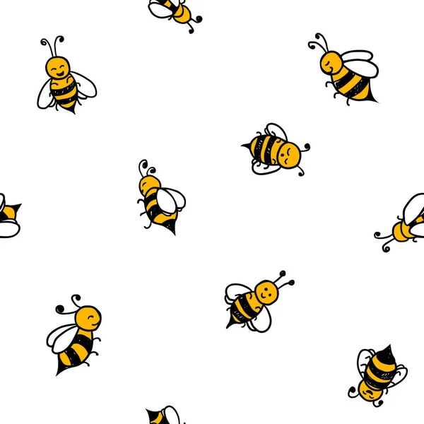 Seamless vector pattern of bees — Stock Vector