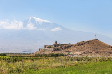 Khor Virap Manastırı ve Ermenistan 'daki Ararat Dağı manzarası