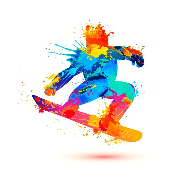 Snowboarder σιλουέτα σε λευκό εικονίδιο φόντου — Διανυσματικό Αρχείο