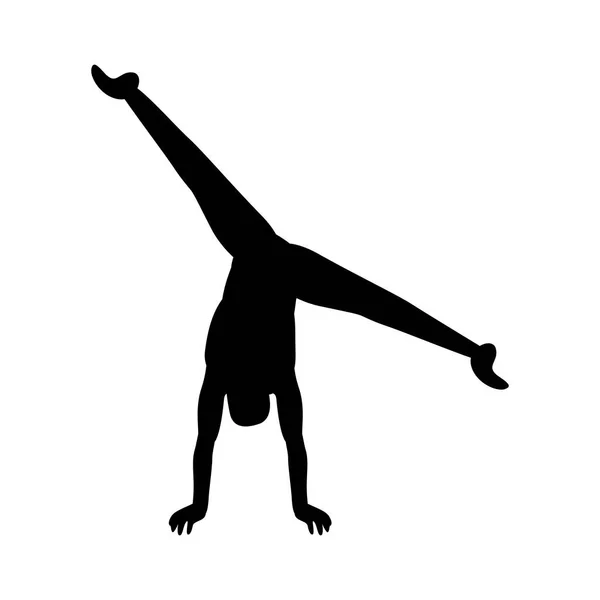 Esportes ginasta vetor ícone preto no branco — Vetor de Stock
