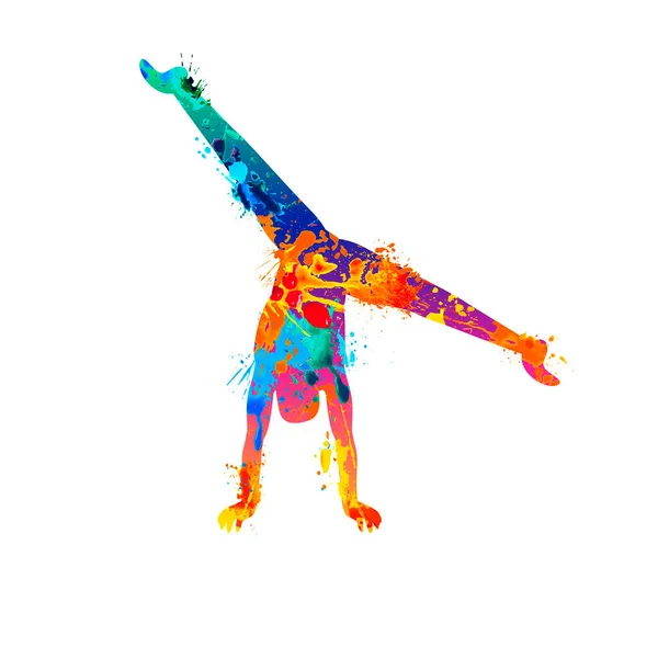 Deportes gimnasta vector salpicadura icono de pintura — Archivo Imágenes Vectoriales