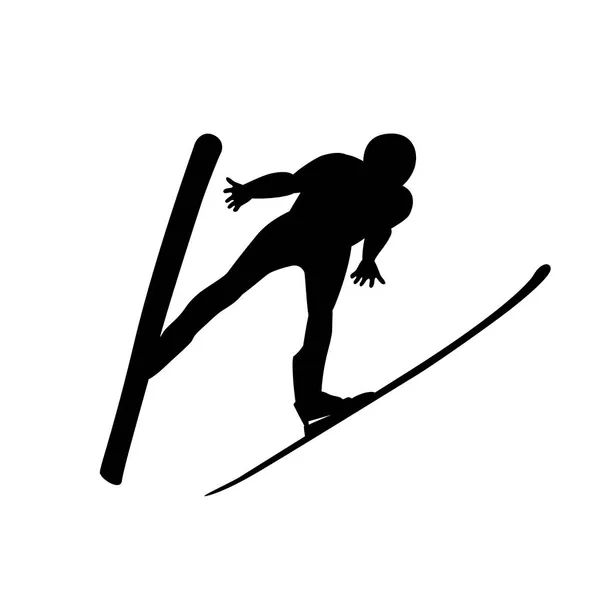 Skispringer Silhouet Wintersport Vector Icoon — Stockvector