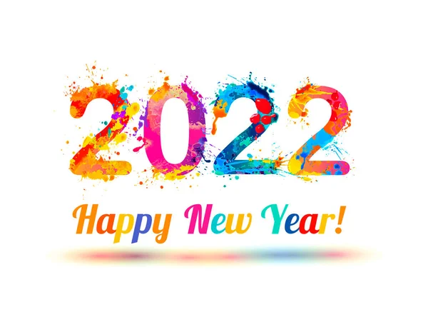 祝贺卡 祝2022年新年快乐 喷漆字母 — 图库矢量图片