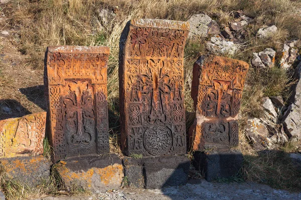 Khachkar Pedra Antiga Mosteiro Sevanavank Armênia — Fotografia de Stock