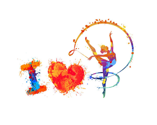 I love Rhythmic gymnastics. Symbol of splash paint
