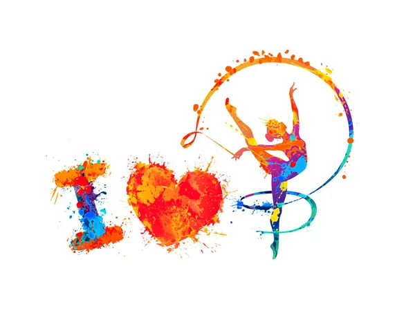 I love Rhythmic gymnastics. Symbol of splash paint — Stock Vector