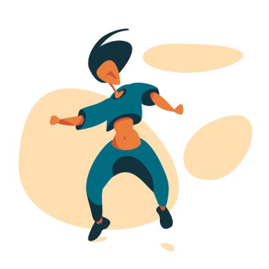 Kışkırtıcı kız dansı. Modern bir dans stüdyosu için Vector Illustration