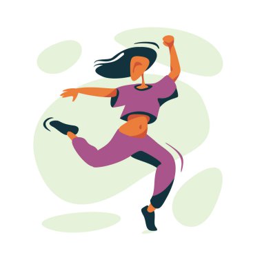 Kışkırtıcı kız dansı. Modern bir dans stüdyosu için Vector Illustration