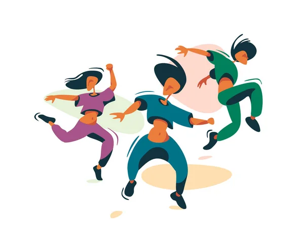 Dancing Team Vector Illustration Modern Dance Studio — Stock Vector