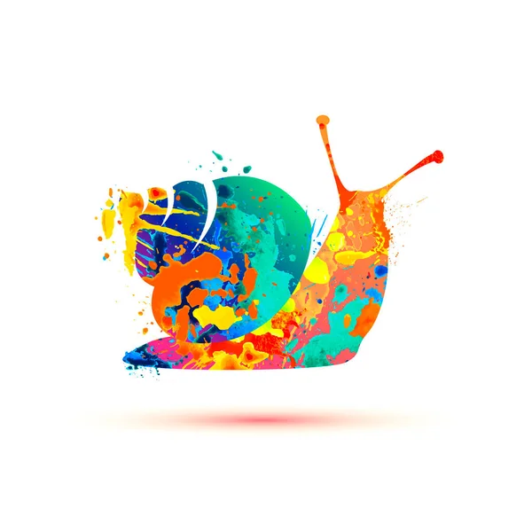 水彩スプラッシュ塗料のカタツムリのシンボル ベクトルアイコン — ストックベクタ