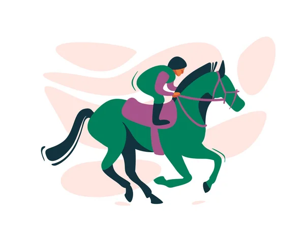 Häst med ryttare på tävlingarna. — Stock vektor