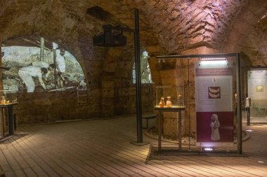 Haçlıların kalesi ya da eski Akko 'nun tarihi bölgesindeki Tapınak Şatosu. Acre ya da Akko bir Unesco Dünya Mirası Sitesi.