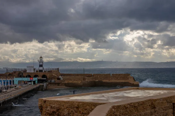 Unesco Tarafından Dünya Mirası Sahasına Verilen Eski Akko Kış Atmosferi — Stok fotoğraf