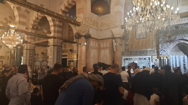 Many Worshipers Were Praying Aqsa Mosque Ramadan April 2022 Old — Stock fotografie