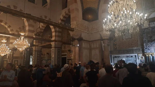 Many Worshipers Were Praying Aqsa Mosque Ramadan April 2022 Old — Stock fotografie