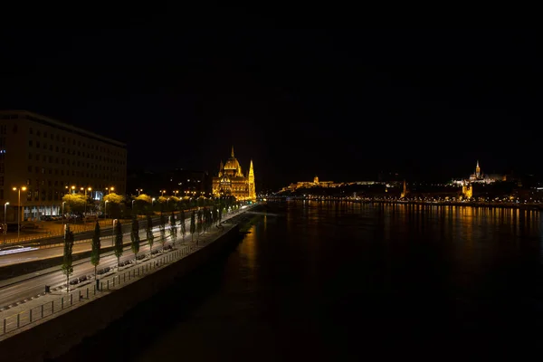 Ночной Пейзаж Budapest Города Показывает Самые Привлекательные Места Этом Городе — стоковое фото