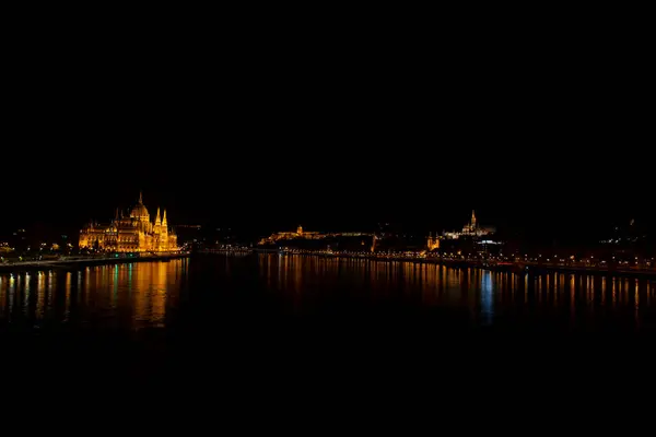 Une Photo Paysage Nocturne Pour Ville Moins Chère Montre Les — Photo