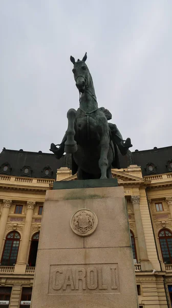 Bukarest Rumänien August 2021 Carol First Horse Statue — Stockfoto