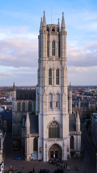 Gent België November 2021 Saint Bavo Cathedral Bij Zonsondergang — Stockfoto