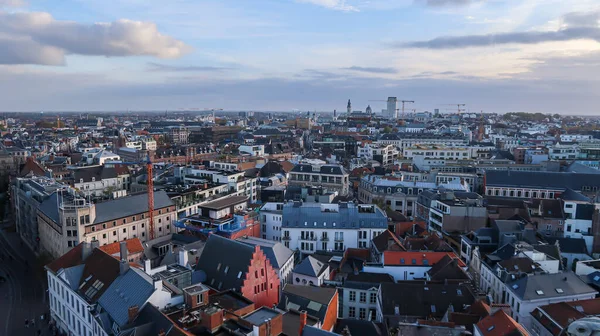 Stadsgezicht Van Gent Tijdens Zonsondergang Met Wolken — Stockfoto