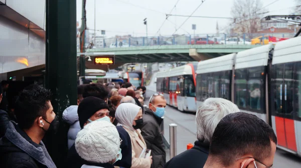 Istanbul Turkey 1St January 2022 People Waiting Aksaray Metro Station — Stock Photo, Image