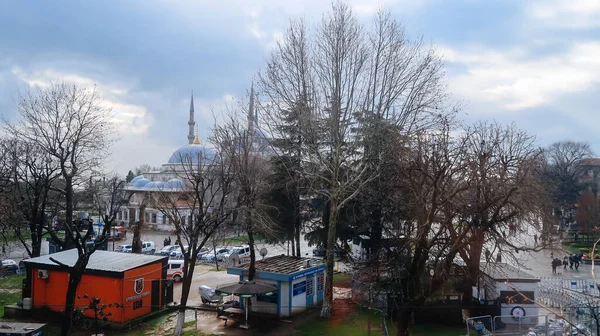 Stambuł Turcja Stycznia 2022 Widok Krajobraz Sułtanem Ahmetem Błękitnym Meczetem — Zdjęcie stockowe