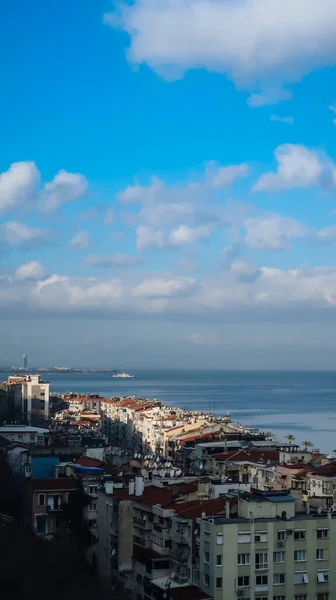Landscape of the Coast of Izmir and Aegean Sea seen from the old elevator of Izmir