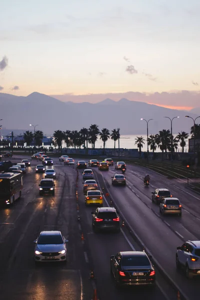 Izmir Turkey 4Th January 2022 Cars Vehicles Passing Mustafa Nemal Stock Kép