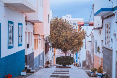 Pozo Izquierdo, İspanya, 3 Nisan 2022 - Tropikal iklimi olan bir yerleşim bölgesinde evler