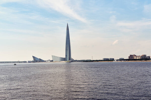 Skyscraper Lakhta Center on coast of Gulf of Finland in St.Petersburg