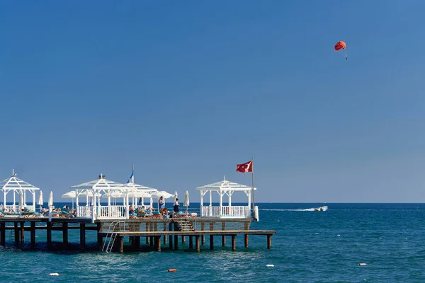 Antalya Turquía Octubre 2021 Muelle Está Equipado Para Recreación Turistas — Foto de Stock