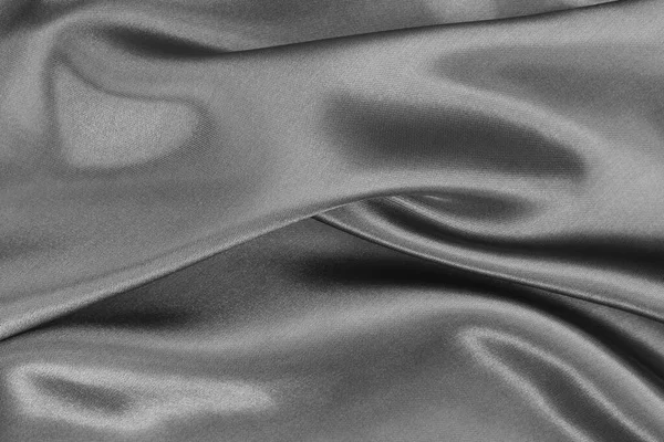 背景やデザインアート作品のためのグレー生地の布のテクスチャ シルクやリネンの美しいしわのパターン — ストック写真