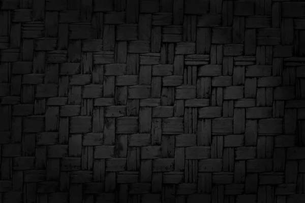 黒の織り竹のパターン 背景やデザインの作品のための織り籐のマットのテクスチャ — ストック写真