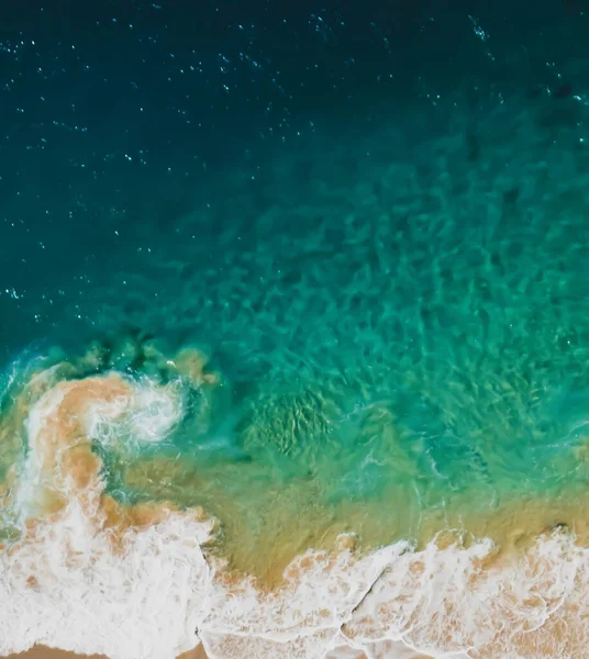Aerial View Turquoise Sea Water Currents Seaside — Stockfoto